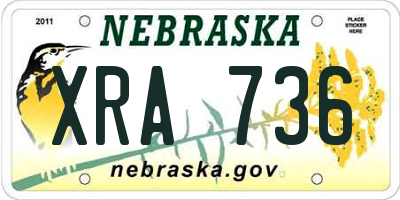 NE license plate XRA736