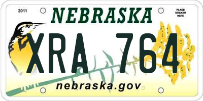 NE license plate XRA764