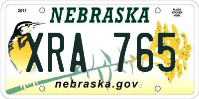 NE license plate XRA765