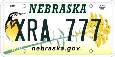 NE license plate XRA777