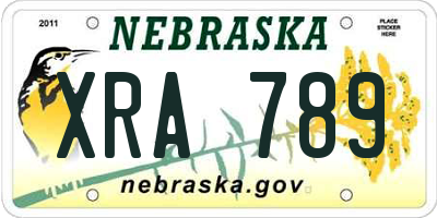 NE license plate XRA789