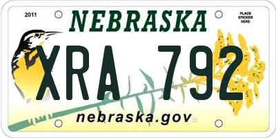 NE license plate XRA792