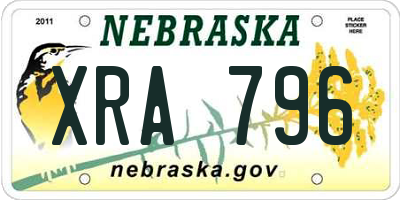 NE license plate XRA796