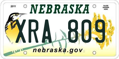 NE license plate XRA809