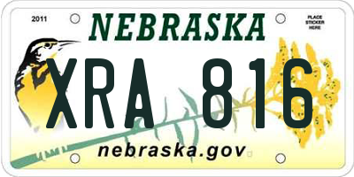 NE license plate XRA816