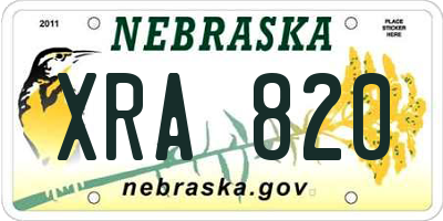 NE license plate XRA820