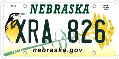 NE license plate XRA826