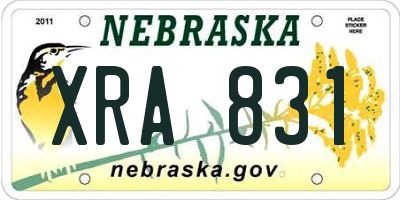 NE license plate XRA831