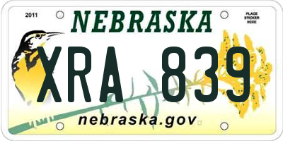 NE license plate XRA839