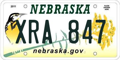 NE license plate XRA847
