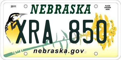 NE license plate XRA850
