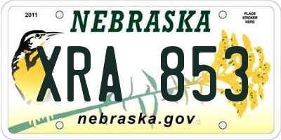 NE license plate XRA853