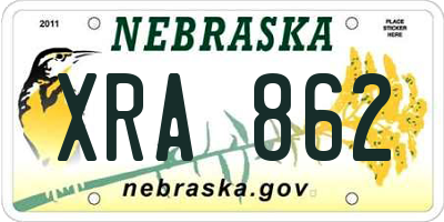 NE license plate XRA862