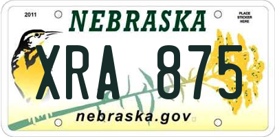 NE license plate XRA875