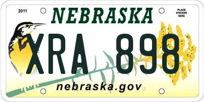 NE license plate XRA898