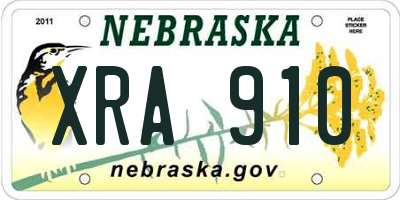 NE license plate XRA910