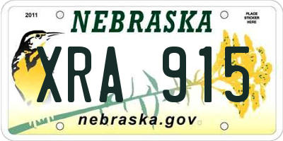 NE license plate XRA915