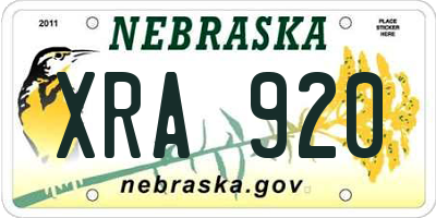 NE license plate XRA920