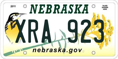 NE license plate XRA923