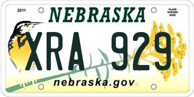 NE license plate XRA929