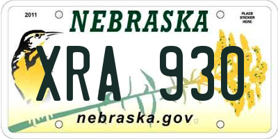 NE license plate XRA930
