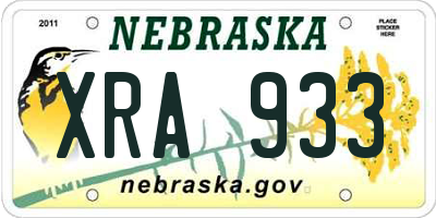 NE license plate XRA933