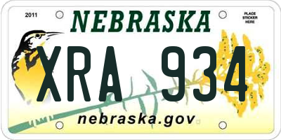NE license plate XRA934