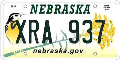 NE license plate XRA937