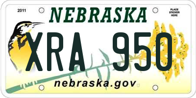 NE license plate XRA950