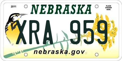 NE license plate XRA959