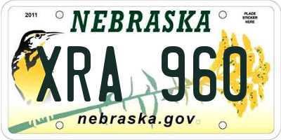 NE license plate XRA960