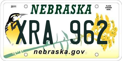 NE license plate XRA962