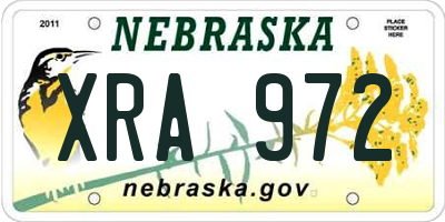 NE license plate XRA972