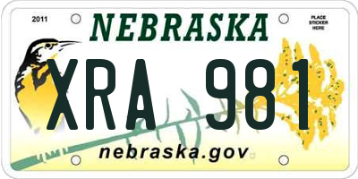 NE license plate XRA981
