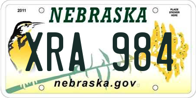 NE license plate XRA984