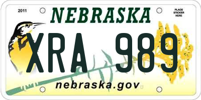 NE license plate XRA989