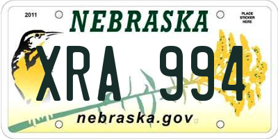 NE license plate XRA994