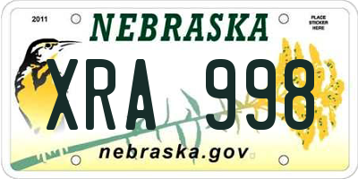 NE license plate XRA998