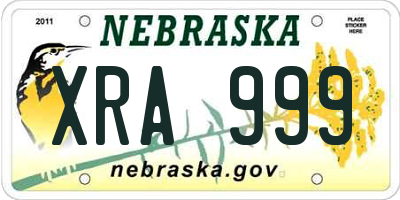 NE license plate XRA999