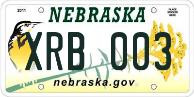 NE license plate XRB003