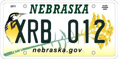 NE license plate XRB012