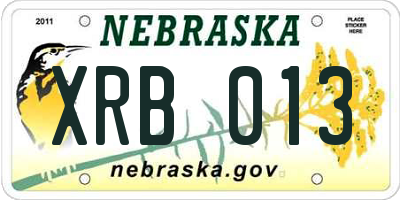 NE license plate XRB013