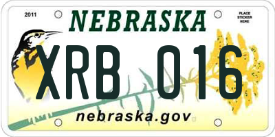 NE license plate XRB016
