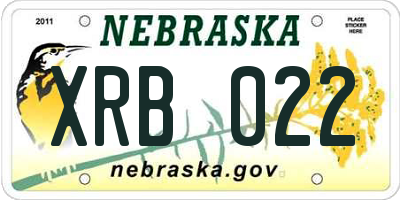 NE license plate XRB022