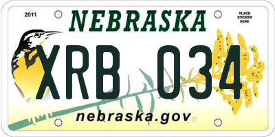 NE license plate XRB034