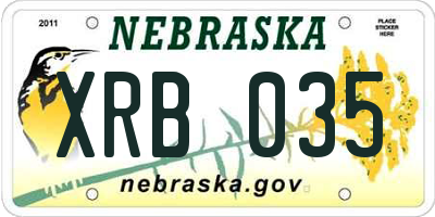 NE license plate XRB035