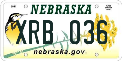 NE license plate XRB036