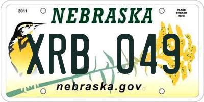 NE license plate XRB049