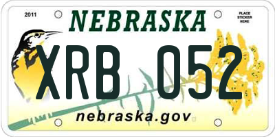 NE license plate XRB052