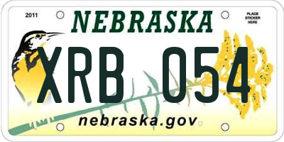 NE license plate XRB054